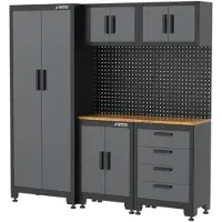 Vito Armoire modulaire Meubles d'atelier Garage L1.95m HT 2.00m 8 Eléments Modulables Gris Anthracite Pré-montés