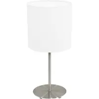 Eglo 31594 Pasteri lampe de table acier nickel mat textile blanc