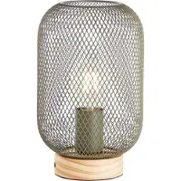 Brilliant Lampe de table verte Giada avec du bois