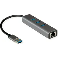 Roline Convertisseur USB 3.2 Gen 1 vers Gigabit Ethernet + Hub 3x