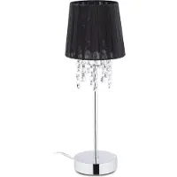 Relaxdays Lampe de table en cristal, abat-jour en organza, pied rond, lampe de chevet, H x P 41 x 14,5 cm, noir/argent