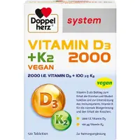 Queisser Pharma GmbH & Co. KG Doppelherz system Vitamine D3 + K2 2000 Comprimés, 120 Comprimés