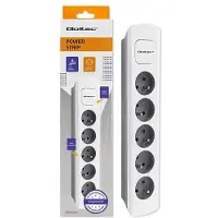 Qoltec multiprise 5 prises | 1.8m | Blanc-gris