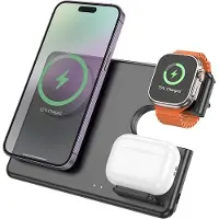 Hoco Chargeur inductif 3 en 1 compatible avec Apple Watch 15W CQ1 noir