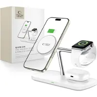 Tech-Protect Qi15W-A45 3In1 Magnetic Magsafe Wireless Charger Blanc