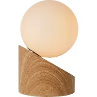 Lucide Len - lampe à poser - 16 cm - bois clair et opale