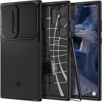 Spigen Optique Armor Case (Samsung Galaxy S23 Ultra), Coque pour téléphone portable, Noir