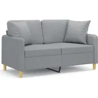 vidaXL Canapé 2 places avec oreillers gris clair 120 cm tissu