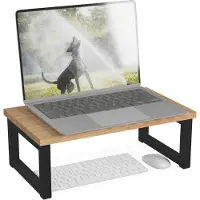 Relaxdays Support de moniteur, Réhausseur pour moniteur, Marron, Noir