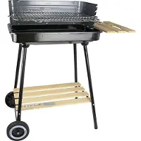 Floraland Barbecue de jardin au charbon de bois avec étagères et roulettes MG905
