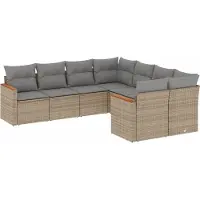 vidaXL Ensemble de jardin canapé 8 pièces avec coussins Beige Poly Rattan