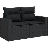 vidaXL Ensemble de jardin canapé 8 pièces avec coussins noir poly rotin