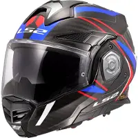LS2 FF901 Advant X Carbon Future II, casque modulaire ,Noir/Blanc/Bleu/Rouge ,M
