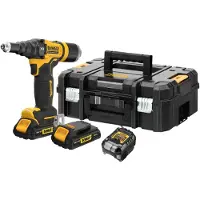 DeWalt Riveteuse XR 18V 2Ah Brushless 4,8 mm - 2 batteries renforcées, coffret TSTAK - DCF403D2GT-QW
