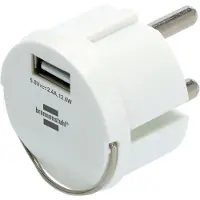 Brennenstuhl Adaptateur de prise USB, design compact, connecteurs USB-A, IP44 standard, blanc