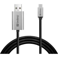 Sandberg DisplayPort – USB C (2 m), Câble vidéo, Noir, Gris