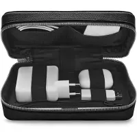 WOOLNUT Organiseur Leather Tech -tarvikelaukku, musta, Organisateur de voyage, Noir