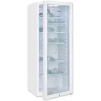 Exquisit Réfrigérateur à porte vitrée GKS240-GT-160C blanc | Volume utile : 237 L | Serrure de porte | 6 clayettes | Ventilateur à air pulsé | Appareil indépendant