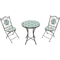 Axi Amélie Table et chaises bistrot, 2 Chaises 1 Table, Ensemble Bistro Extérieur Mosaique Bleu/Jaune, Sicilien | Salon De Jardin Bistrot, Table