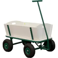 Sunny Billy Chariot De Jardin, Bois - Vert - 94X61X97Cm/100 Kilos Max | 4 Roues