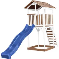 Axi Beach Tower Aire De Jeux Avec Toboggan En Bleu & Bac À Sable | Grande Maison Enfant Extérieur En Marron & Blanc | Cabane De Jeu En Bois