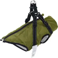 vidaXL Manteau pour chien Harnais Imperméable Réfléchissant Vert Armée L24