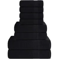 vidaXL Ensemble de serviettes 8 pcs noir 360 g/m² 100% coton