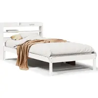 vidaXL Lit en pin massif sans matelas blanc 150x200 cm