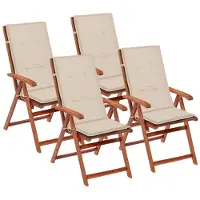 vidaXL Coussins de chaise de jardin dossier haut lot de 4 crème tissu