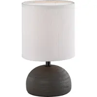 TRIO Lampe de table céramique LUCI Marron Abat-jour rond en tissu Beige Ø14cm