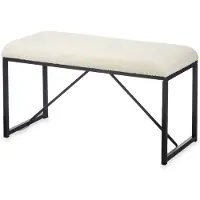 TECHSALES Banc - - Blanc Métal Tissu - 81 X 42 X 38 Cm