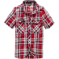 Brandit Chemise 'Roadstar' bleu foncé / lie de vin / rouge carmin / blanc