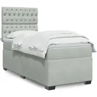 vidaXL Lit boxspring avec matelas gris clair 90x190 cm velours