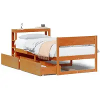 vidaXL Lit en bois massif sans matelas pin brun cireux 135x190 cm