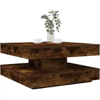vidaXL Table basse pivotante à 360 degrés Chêne fumé 70x70x34,5 cm