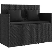 vidaXL Banc de jardin avec coussins noir Poly rotin