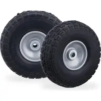 Relaxdays , lot de 2 roues pour diable, pneus en caoutchouc plein anti-crevaison, 4,1/3,5-4", axe de 16 mm, charge max. 150 kg, 260 x 85 mm, noir-gris