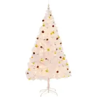 vidaXL Arbre de Noël artificiel pré-éclairé avec boules blanc 210 cm