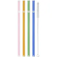 Zwilling Pailles en verre colorées droites set de 4, + brosse de nettoyage, Pailles, Multicolore