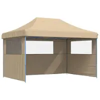 vidaXL Tente de réception pliable Pop-Up avec 3 panneaux latéraux Beige