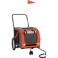 vidaXL Remorque pour vélo Chiens Orange et Gris Tissu Oxford et fer