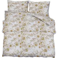 vidaXL Ensemble de literie blanc et brun 225x220 cm coton