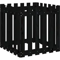 vidaXL Jardinière avec design de clôture noir 60x60x60 cm pin massif