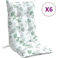 vidaXL Coussins de chaise à dossier haut lot de 6 modèle de feuille