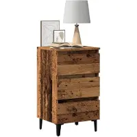 vidaXL Table de chevet avec pieds en métal vieux bois 40x35x69 cm