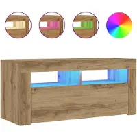 vidaXL Armoire TV avec lampes LED Chêne Artisan 90x35x40 cm