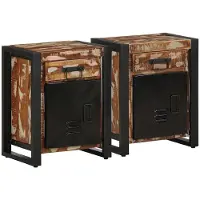 vidaXL Tables de chevet 2 pcs multicolore bois massif de manguier brut