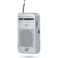 Ltc Audio Lega Radio de poche Radio portable AM/FM Fonctionnement sur piles Prise casque Argent