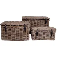 House Nordic Coffre de rangement en rotin gris Lot de 3