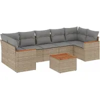 vidaXL Ensemble de jardin canapé 8 pièces avec coussins Beige Poly Rattan